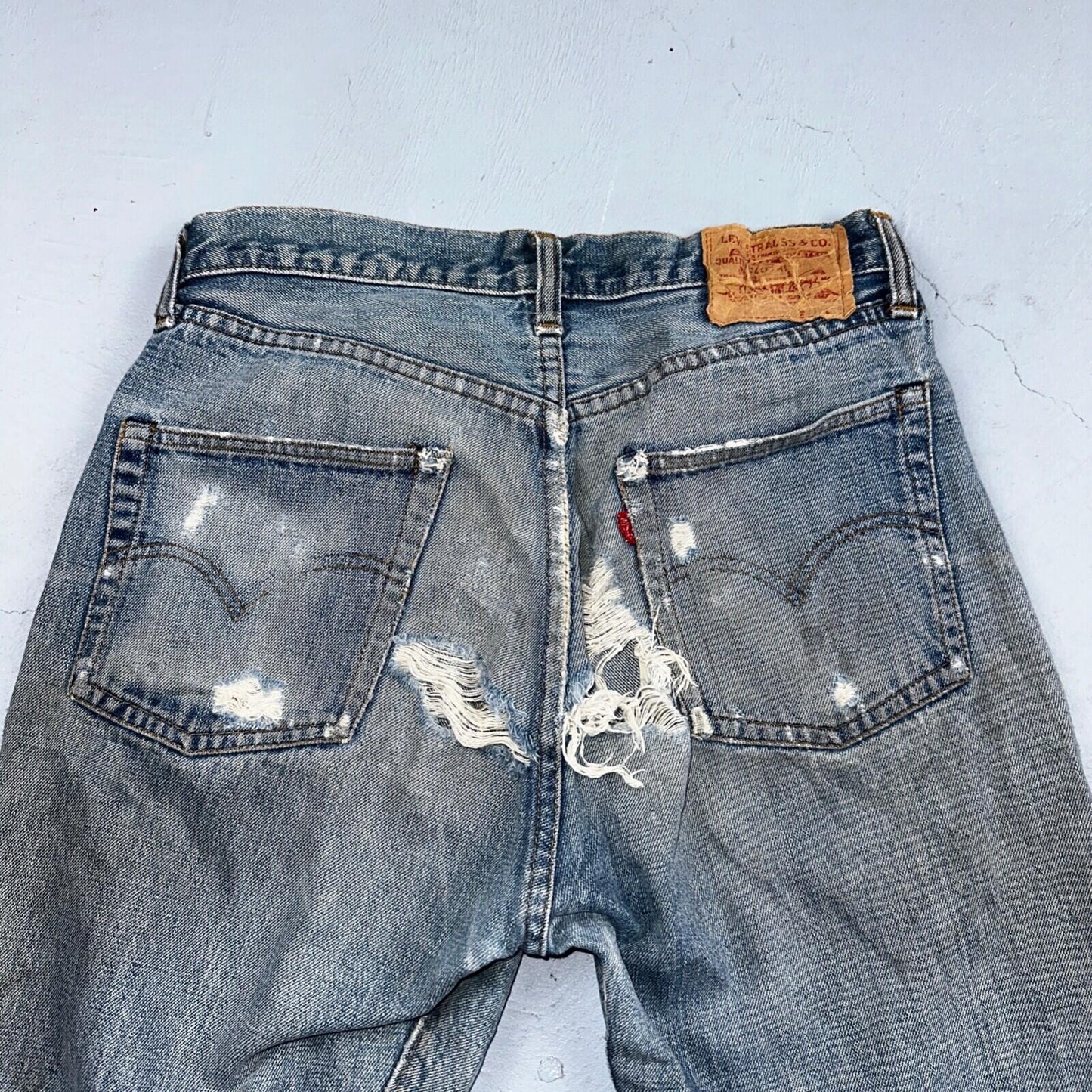 Levis 501 Vintage 70s SS Redline Selvedge USA 66 Jeans Thrashed 31x34 Act 29x30
