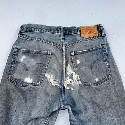 Levis 501 Vintage 70s SS Redline Selvedge USA 66 Jeans Thrashed 31x34 Act 29x30