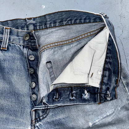 Levis 501 Vintage 80s Redline Selvedge USA XX Jeans Light Wash 30x34 Act 28X30