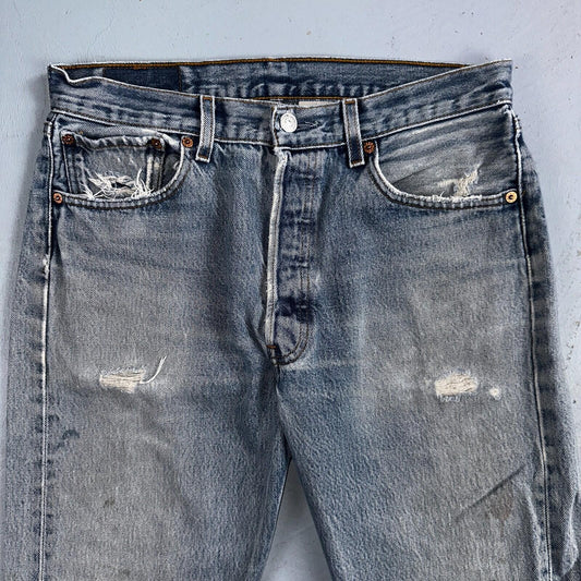 Levis 501 Vintage 90s Mexico Straight Leg Jeans Blue Light Wash 33x36 Act 31x31