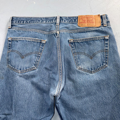 Levis 501 Vintage 90s USA XX Straight Leg Jeans Blue Light Wash 38x30 Act 35x27