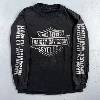 Harley Davidson Y2K Long Sleeve Grunge VTG T Shirt Cleveland Ohio Music 2000s