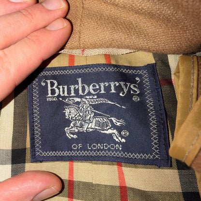 Burberry Mens 42L Trench Coat Jacket Camel Hair Double Breasted Wool Liner VTG