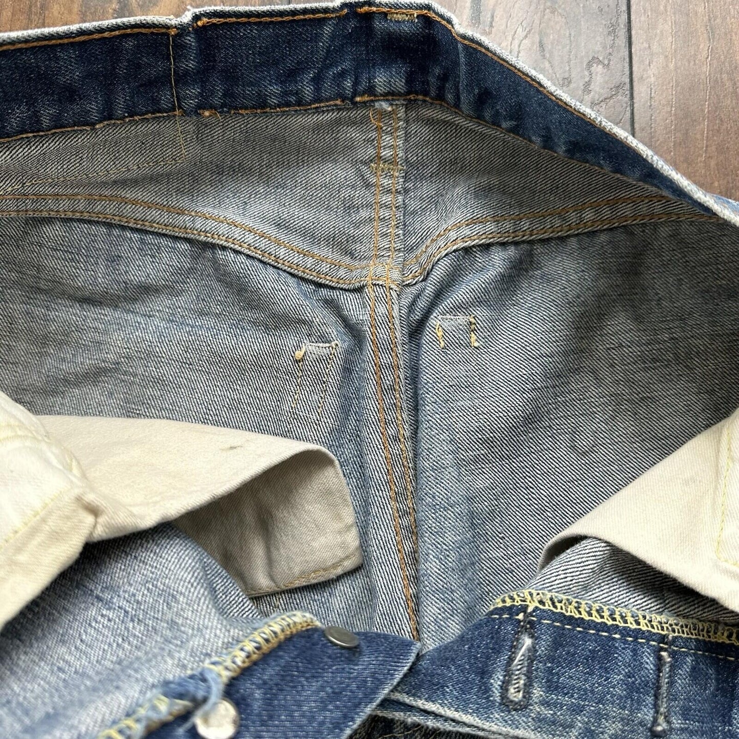 Levis 501 XX Big E True Vintage 60s Redline THRASHED Denim Jeans 1960s 27x26