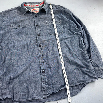 Carhartt Chambray Work Shirt VTG 2XL Demin Long Sleeve Button Up Heart Logo 60s