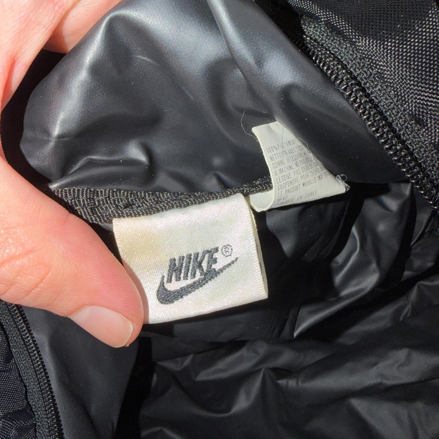 Vintage Nike Duffle Gym Bag Black Red Check Swoosh White Tag Basketball Large
