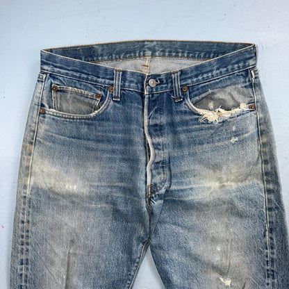 Levis 501 Vintage 80s Redline Selvedge USA XX Jeans Light Wash 35x34 Act 32x29