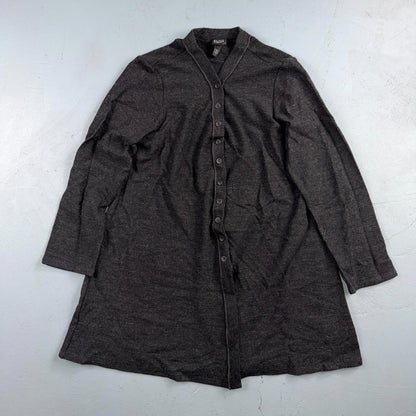 Eileen Fisher Women’s Button Front Small Cardigan Black Boxy Wool