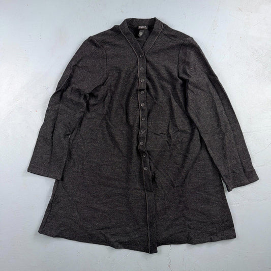 Eileen Fisher Women’s Button Front Small Cardigan Black Boxy Wool