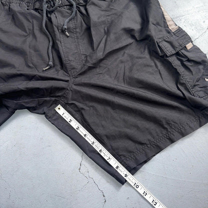 Nike Vintage Black Nylon Shorts Swoosh XL 90s Black Tag 9” Inseam Running Track