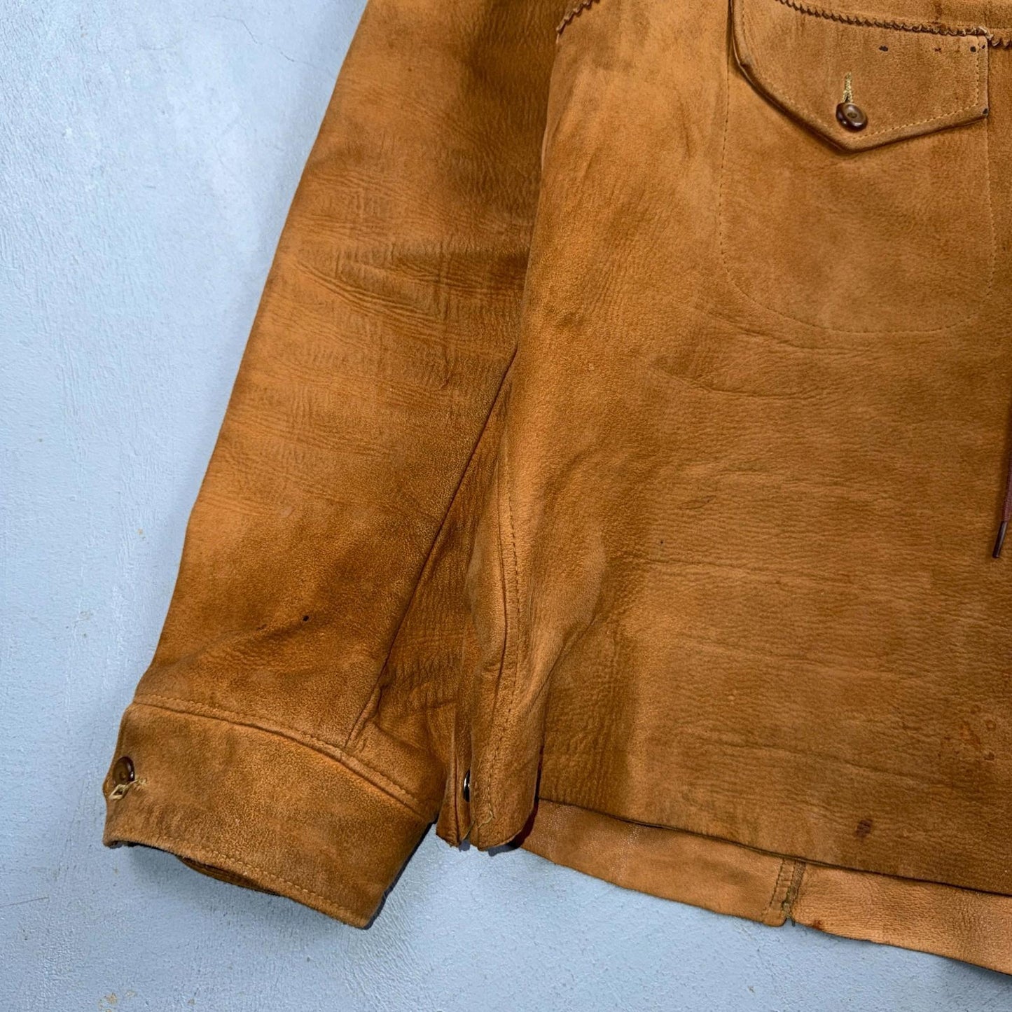 VTG 1940s Union Suede Pullover Leather Lace Up Cowboy Rockabilly Rodeo 40s Shirt