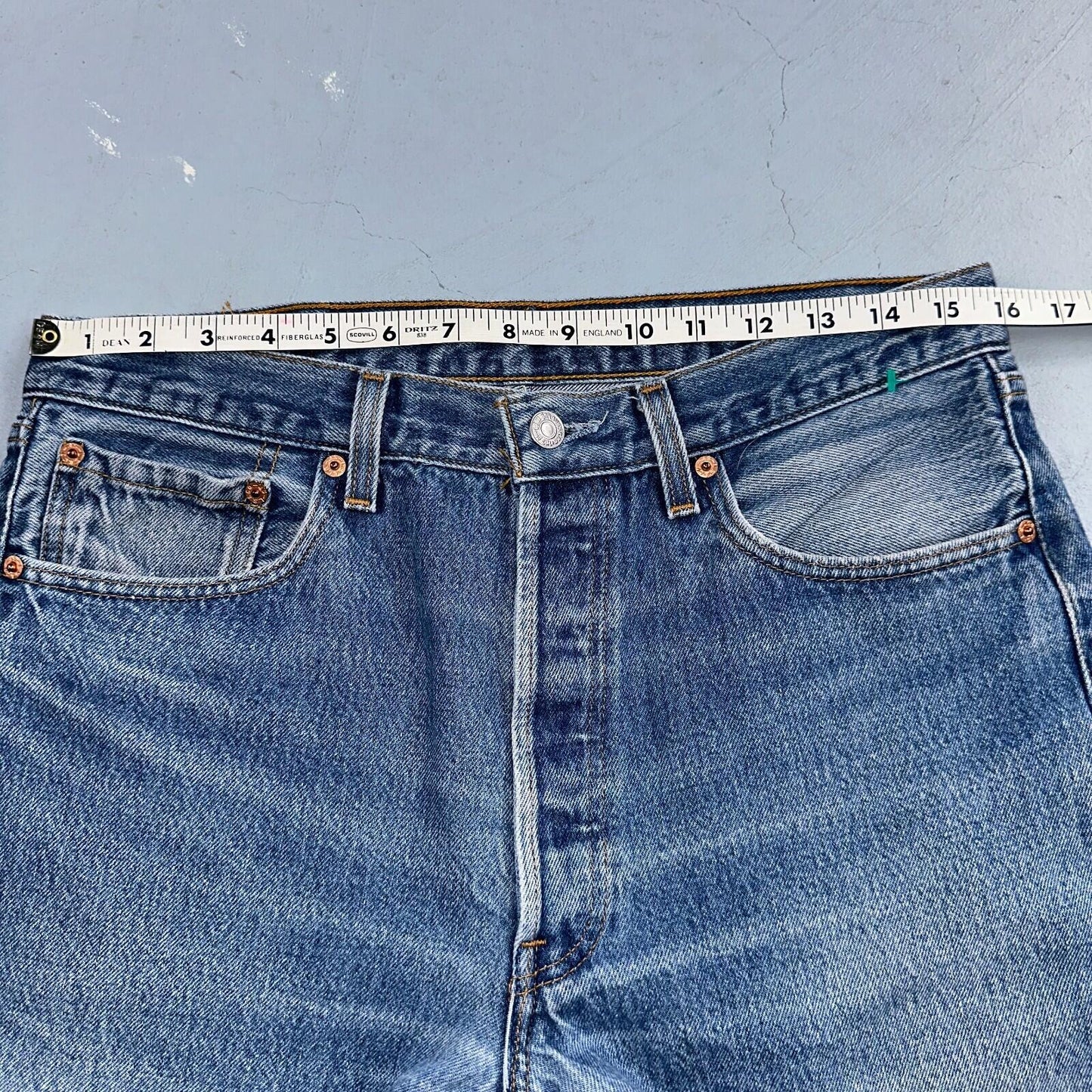 Levis 501 Vintage 90s USA XX Straight Leg Jeans Blue Light Wash 34x36 Act 32x30