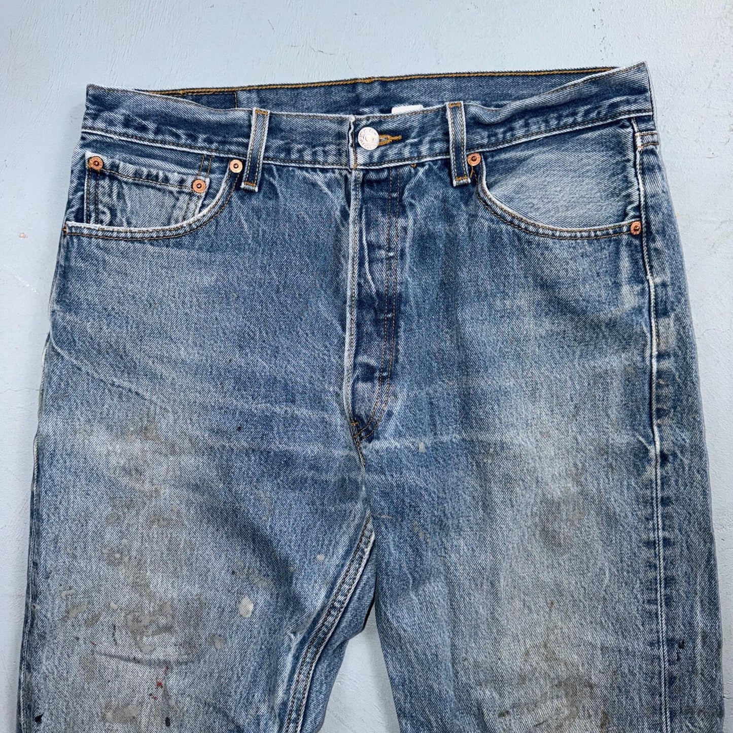 Levis 501 Vintage Y2K Mexico Straight Leg Jeans 35x34 90s Light Wash Act 32x29