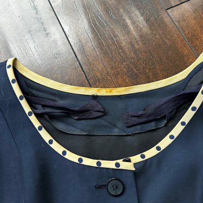 Real Vintage 1940s R & K Original Long Navy Top Button Down Dress Women's 40s
