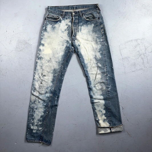 Levis 501 Vintage 80s Redline Selvedge USA XX Jeans Light Wash Stained Act 34x33