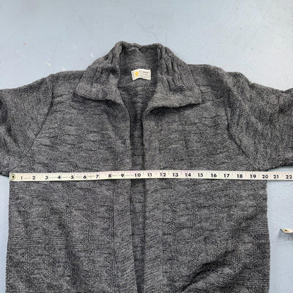 Vintage 80s El Mar Sweater Gray Knit Size M Made In USA Open Front Cardigan