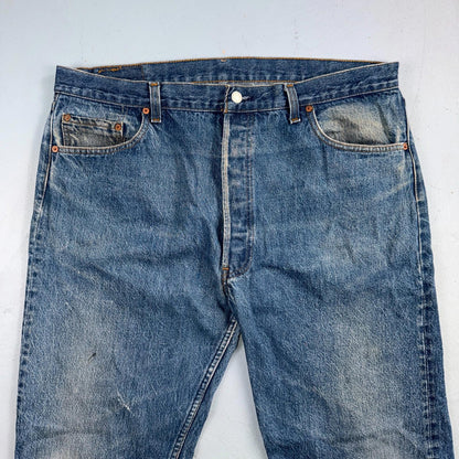 Levis 501 Vintage 80s USA XX Straight Leg Jeans Blue Med Wash 42x32 Act 38x28