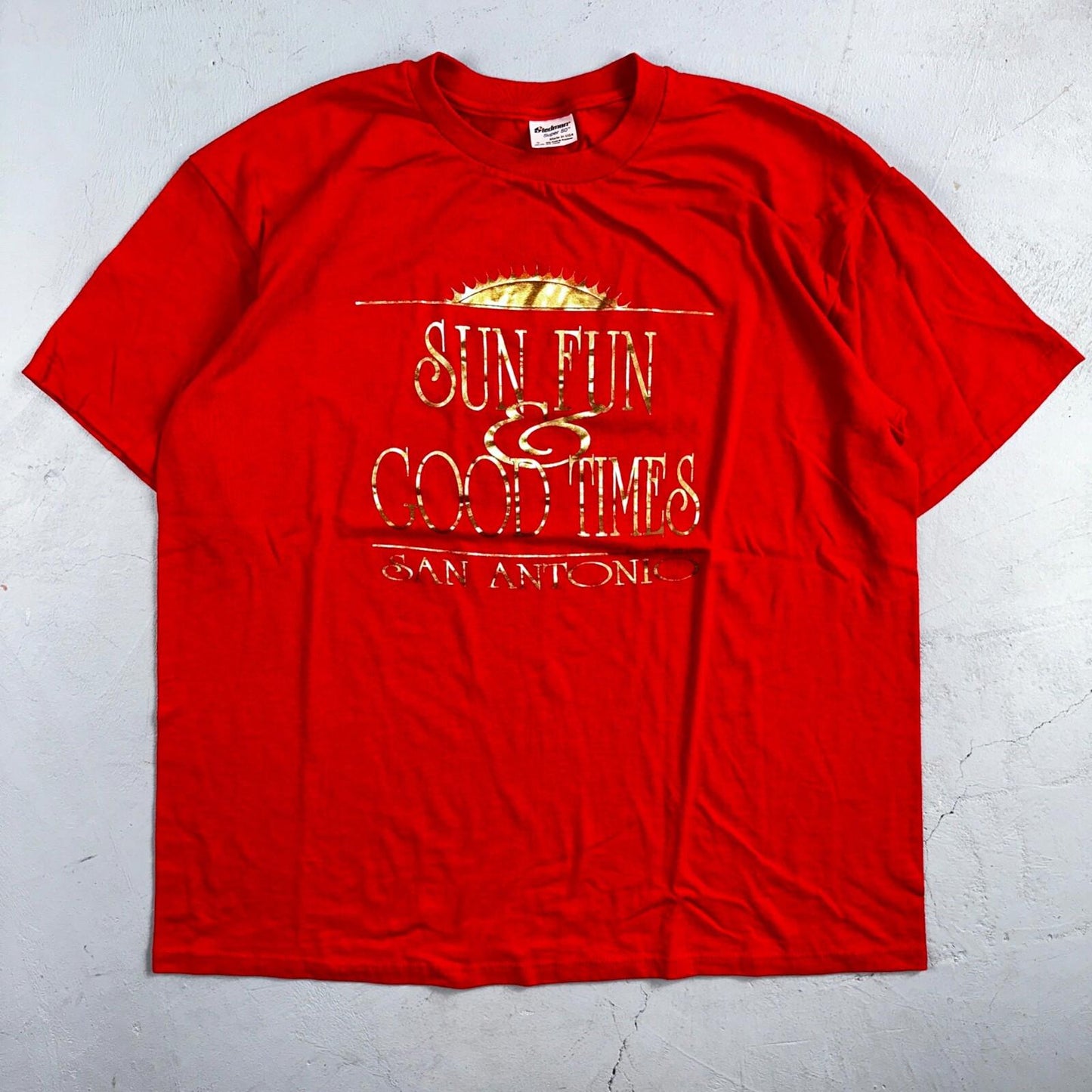 Sun Fun Good Times VTG T Shirt San Antonio Texas Single Stitch 80s Rare Hot Gold