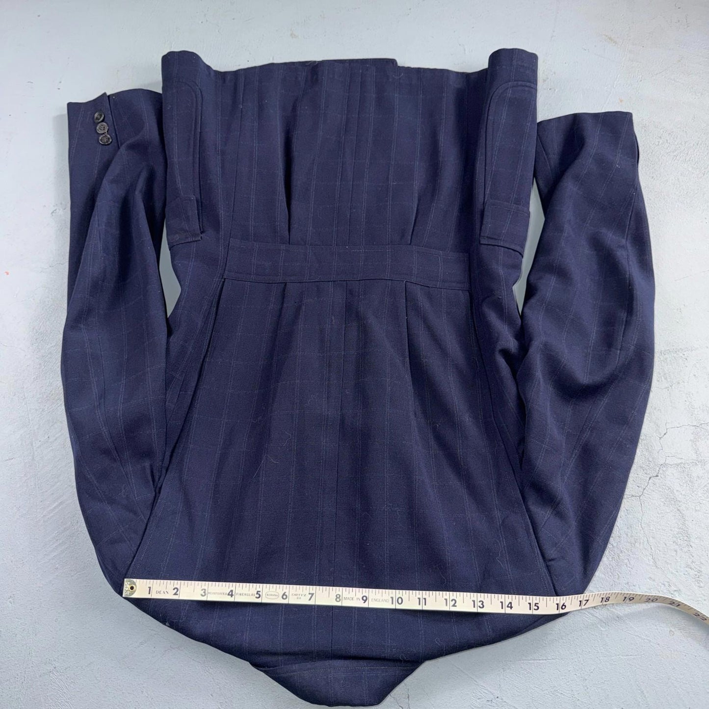 1940s 1950s VTG Mens Double Breast Suit 36 Jacket Coat Navy Union Rockabilly USA