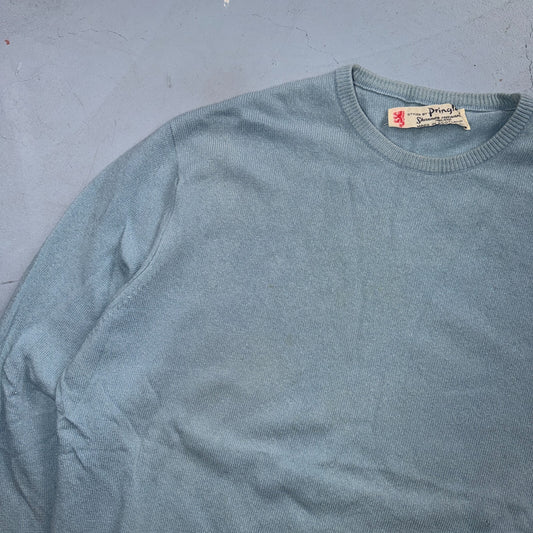 VTG Pringle of Scotland Cashmere Wool Crewneck Sweater Blue Made In Scotland 70s