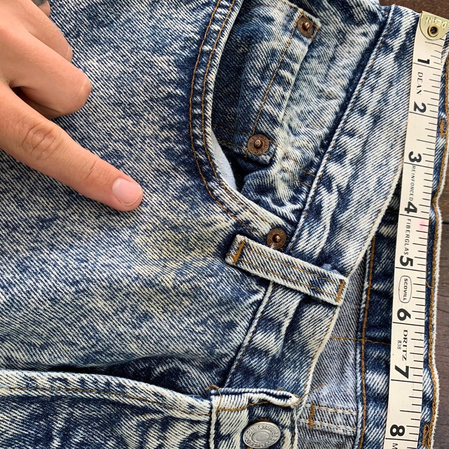 Levis 501 Vintage 80s USA XX Straight Leg Jeans Blue Acid Wash 33x32 Act 30x29