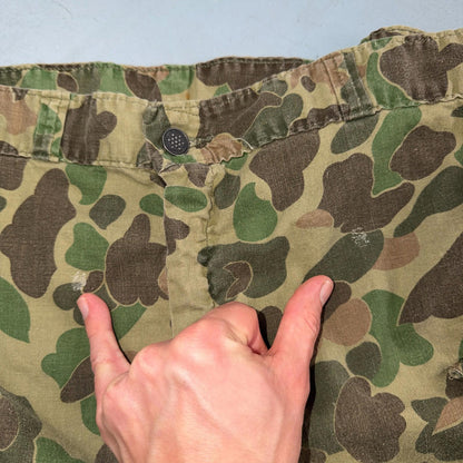 Vintage 40s USMC 13 Star Duck Camo Pants 40s Frogskin WWII Cargo Military 34x28