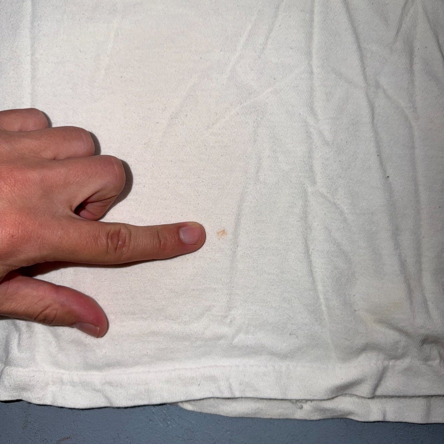 1970s Fruit of The Loom FOTL VTG T Shirt Thrashed Used White Blank Single Stitch