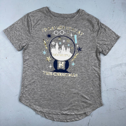 Harry Potter I'd Rather Stay at Hogwarts This Christmas T Shirt Jr Size M 7-9