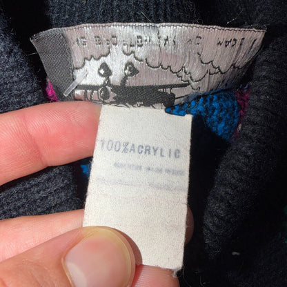 VTG Flyer Sportswear Color Block Knit Sweater Geometric Mock Neck Made USA