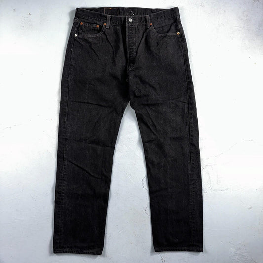 Levis 501 Vintage 90s USA XX Straight Leg Jeans Black Dark Wash 40x34 Act 36x33