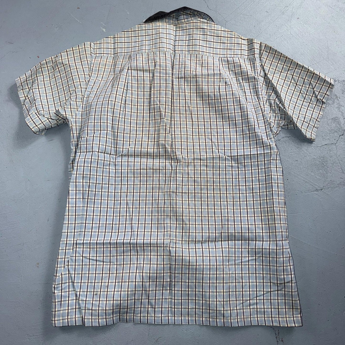 Vintage 1950s Loop Collar Truval Cotton Rockabilly Shirt Small Checkered 50s 60s