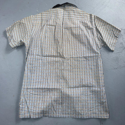 Vintage 1950s Loop Collar Truval Cotton Rockabilly Shirt Small Checkered 50s 60s