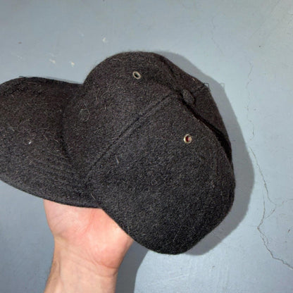 GAP Wool USA VTG Hat Baseball Cap Snapback Black Damaged Brim Cool Basic Blank