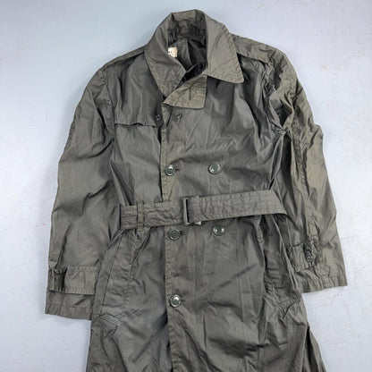 VTG 60s OD Green Army Military Rain Overcoat Mens S Jacket Trench Coat DSA 1967