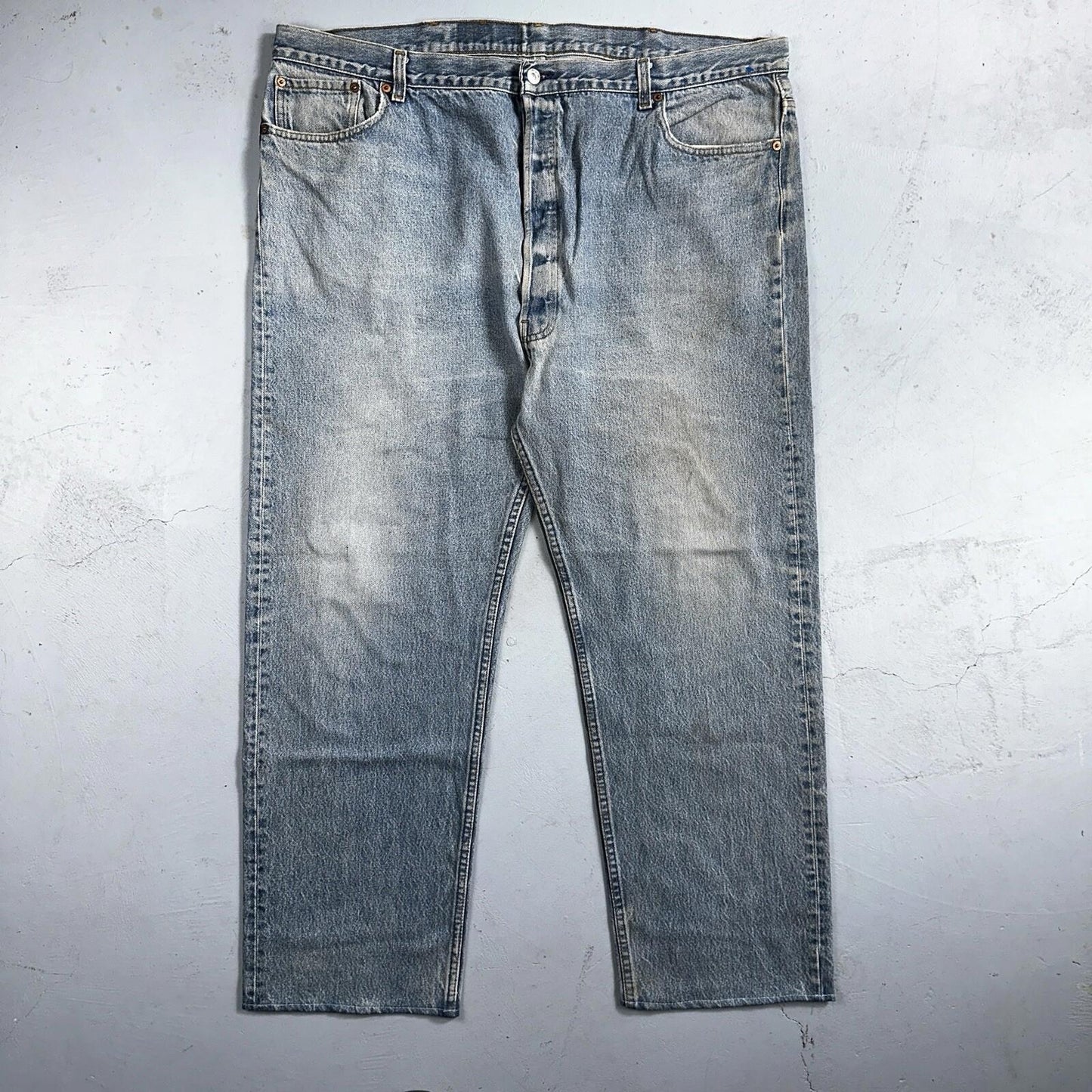 Levis 501 Vintage 90s USA XX Straight Leg Jeans 48x34 Light Wash Act 44x29