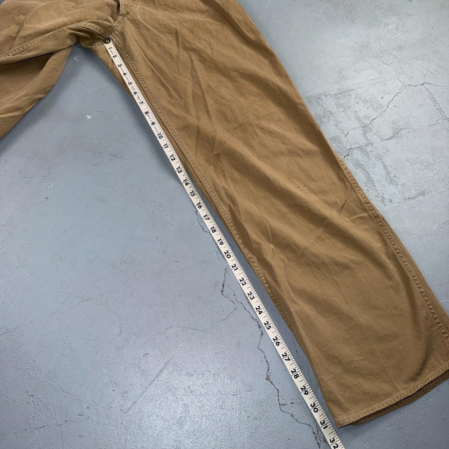 VTG 40s WWII Button Fly Cotton Military Trousers Chino Khaki Distressed 28x31