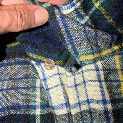 VTG 70s Penneys Towncraft Loop Collar Wool Plaid Shirt Camp Board Rockabilly