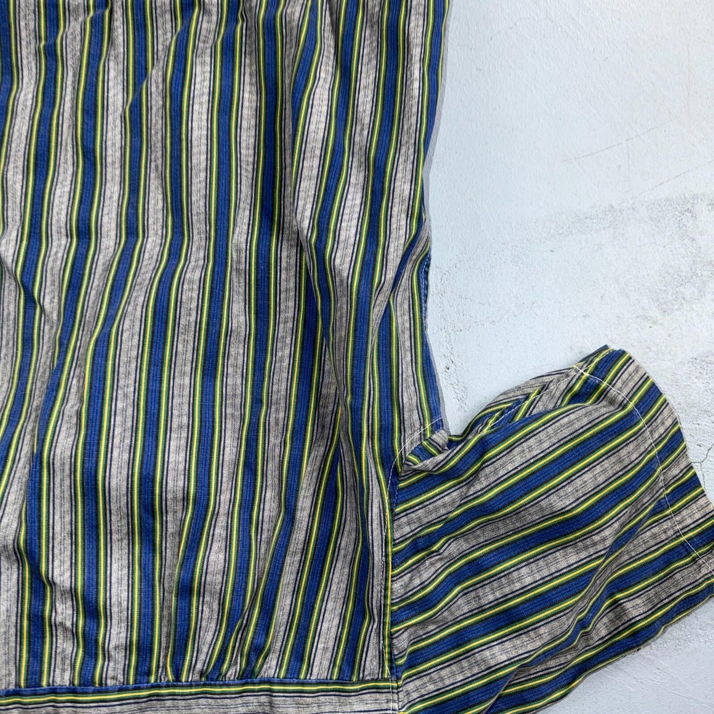Vintage 50s 60s Striped Bowling Shirt Size M Rockabilly Loop Collar Handmade