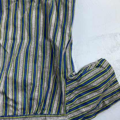 Vintage 50s 60s Striped Bowling Shirt Size M Rockabilly Loop Collar Handmade