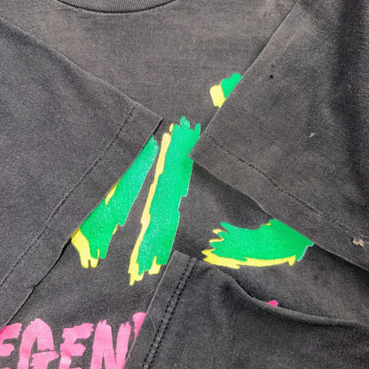 Levis Legendary VTG T Shirt Graphic Tee Black Thrashed Cool Neon Single Stitch