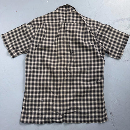 Vintage 60s McGregor Checker Loop Collar Button Up Shirt Made In USA Rockabilly