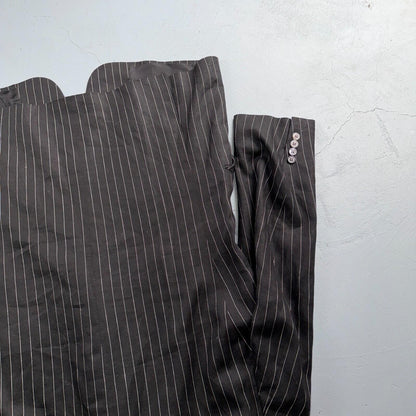 Ralph Lauren Purple Label Black Linen Suit Jacket Mens 44R Pinstripe $3,995 VTG