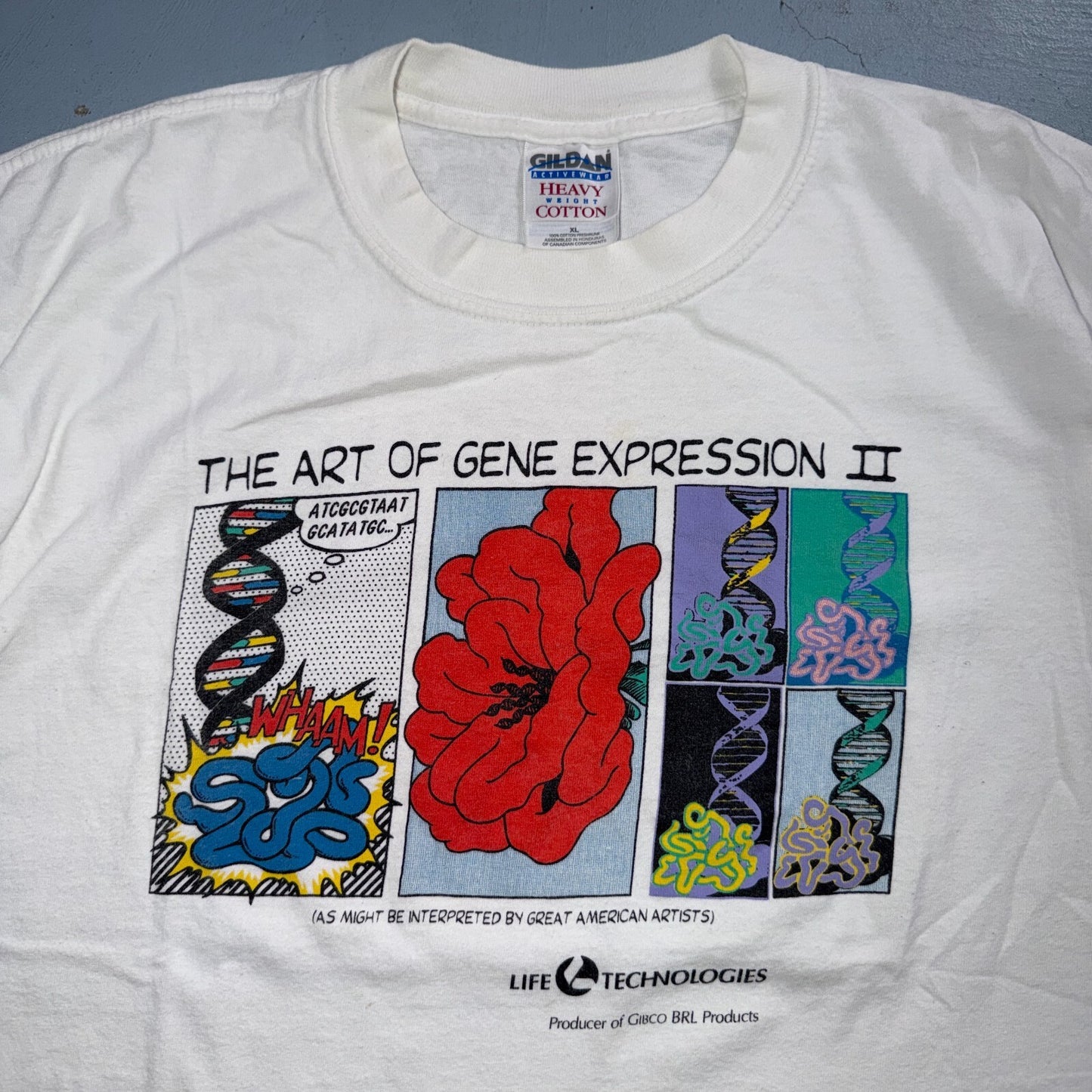 Vintage 90s Art of Gene Expression Abstract White Art Tee Rare Size XL Y2K