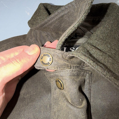Filson Waxed Trench Coat Size XS Olive Oil Cloth Jacket Rare Mint Condition