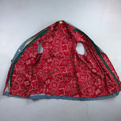 VTG 70s Denim Biker Vest Pins Patches Rare Paisley Hippie Era 1970s Military