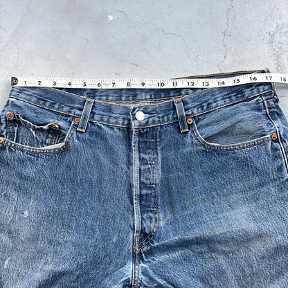 Levis 501 Vintage 90s Mexico Straight Leg Jeans 36x32 Y2K Med Wash Act 34x30