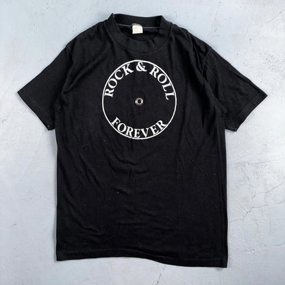 Rock N Roll 70s VTG T Shirt Rockabilly Black Forever Promo Music Band Grunge Rap