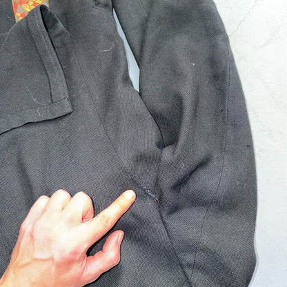 1950s 1960s VTG Mens Suit 36R Jacket Coat Black Union Wool Rockabilly Blazer