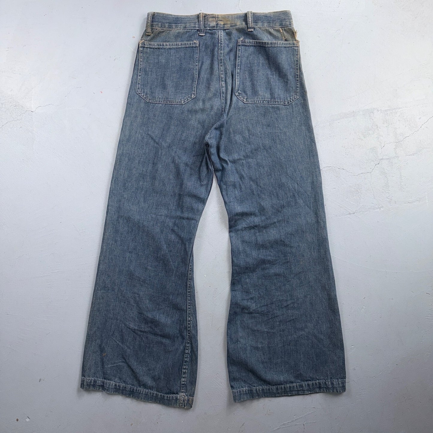 1940s WWII Navy Selvedge Denim Pants Seafarer Uniform Blue Jeans VTG 40s 30x28
