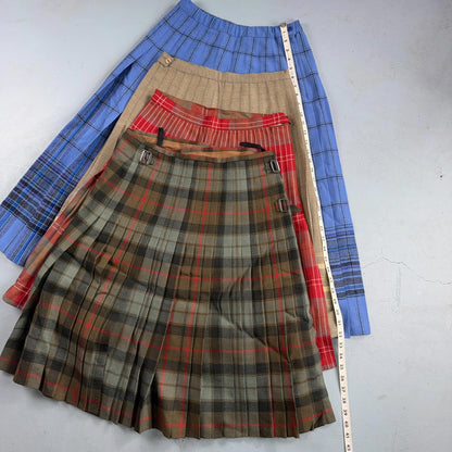 Womens Lot Of 4 Vintage Skirts Plaid Preppy School Pleated Wool Tartan Pendleton